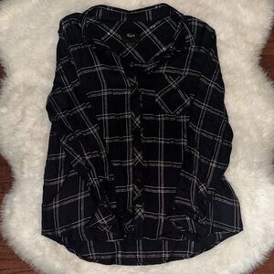 Rails Navy and White Plaid Button-Down Shirt